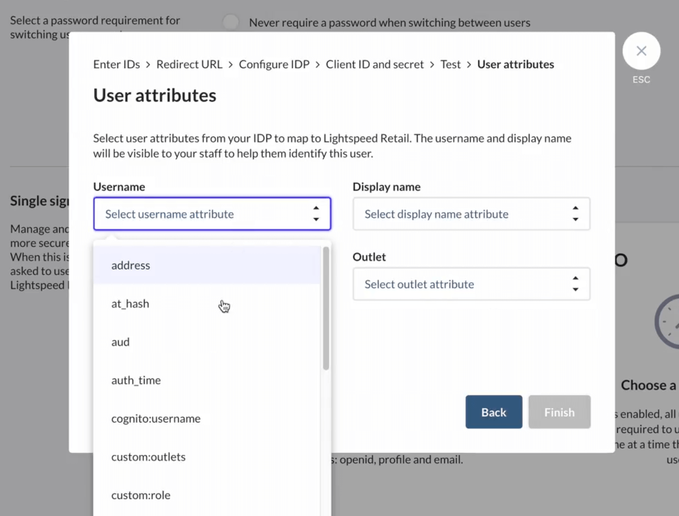 Mapping user attributes.