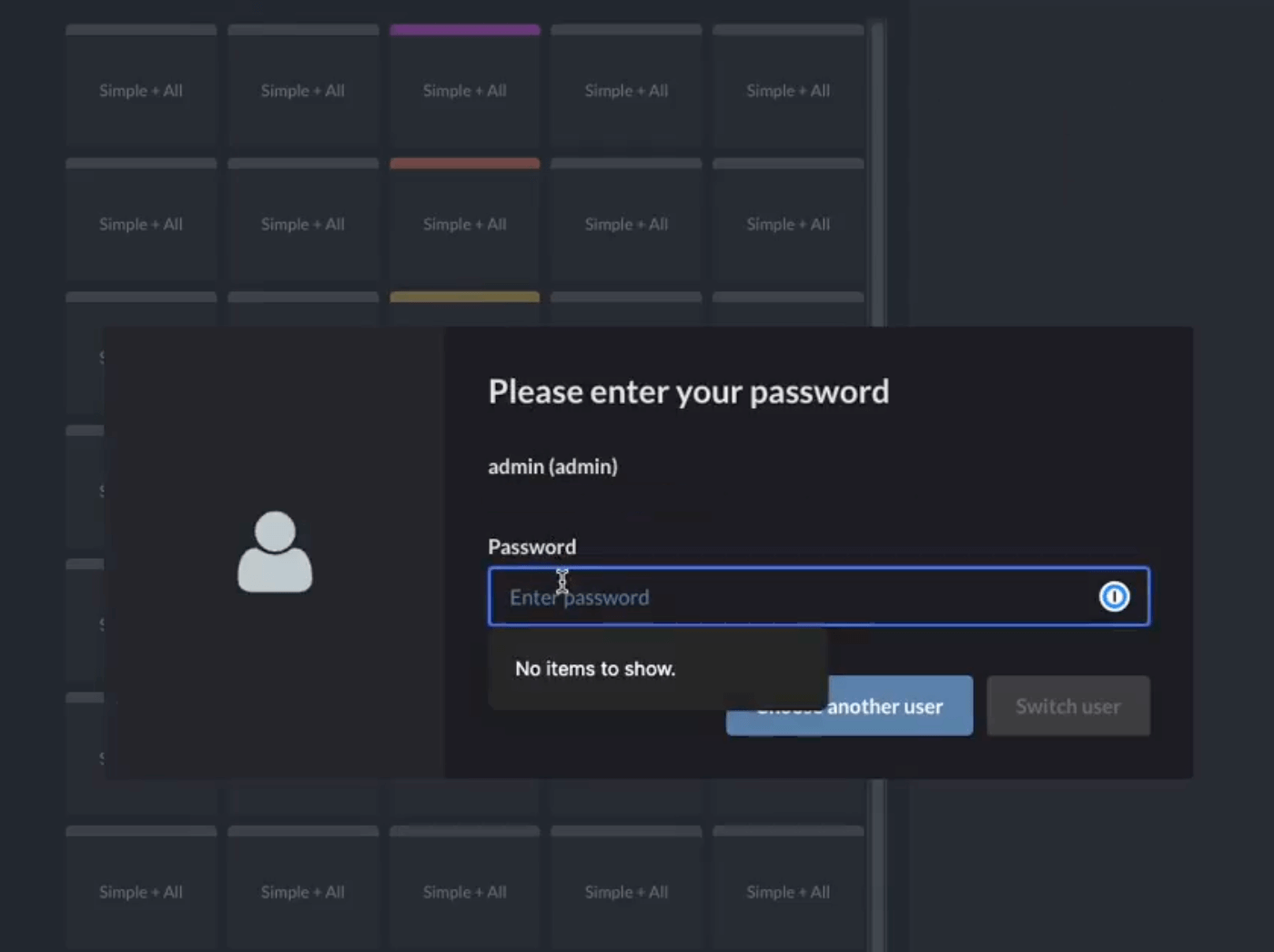 Switching users admin.