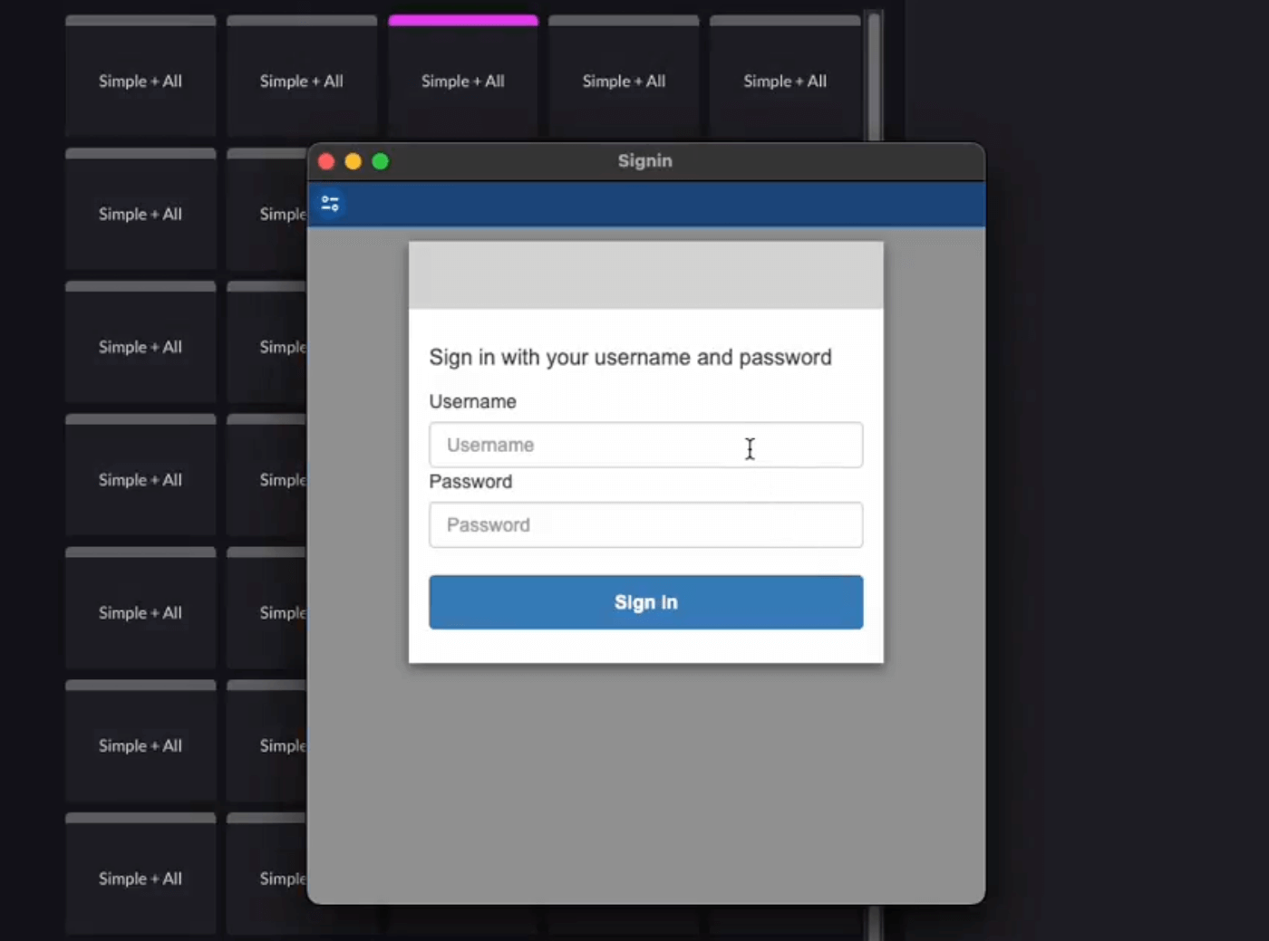 Sign in popup for switching users.