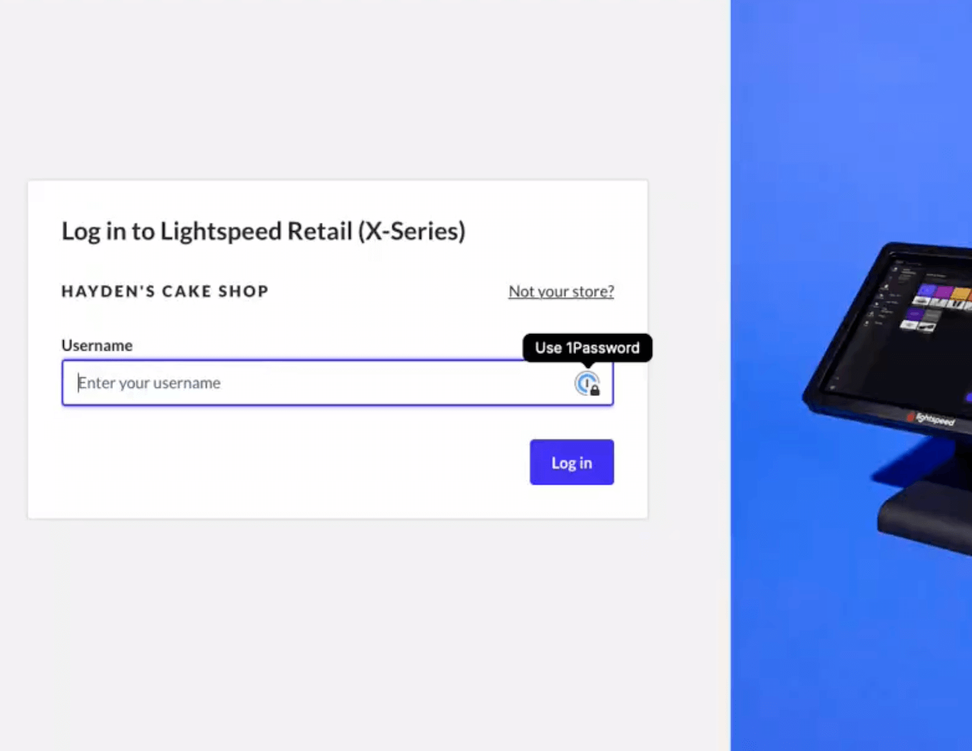 Retail POS login page.