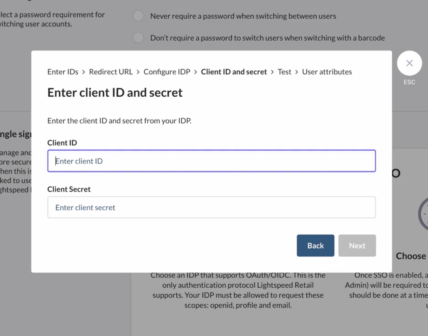 Client ID and Client secret fields.