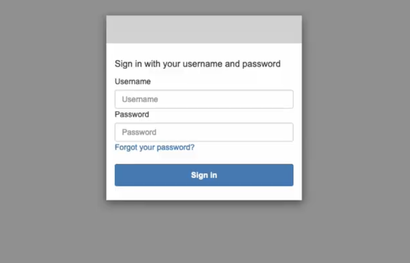 IDP login modal.