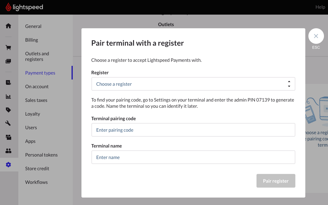 The Lightspeed Payments page