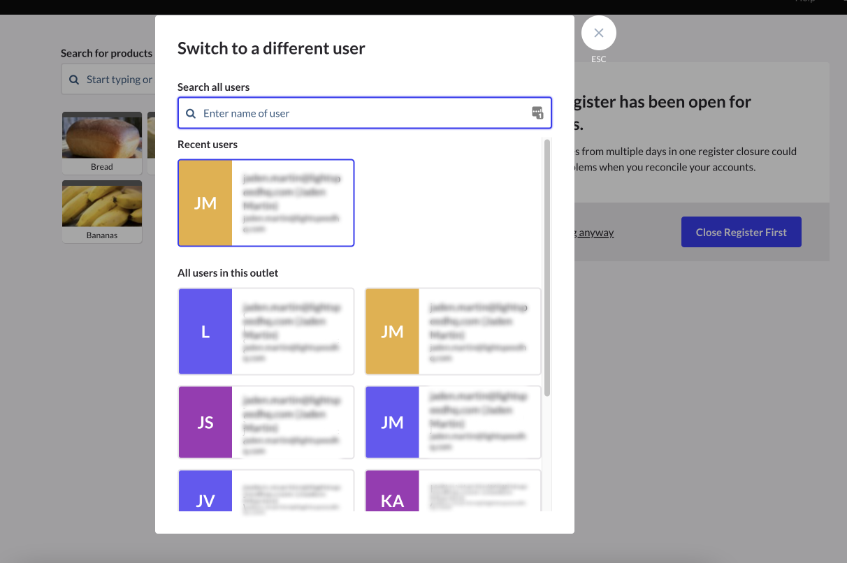 Select new user.