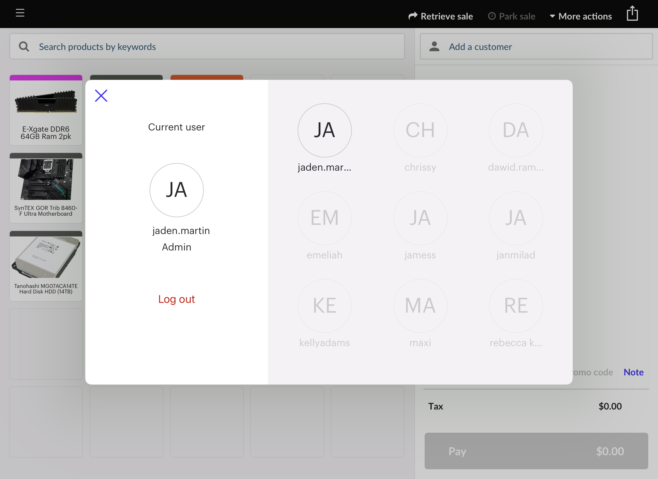 iPad select user.