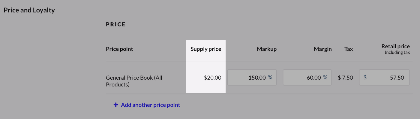 Gedeelte Prijs en Loyalty waarin Leveranciersprijs is uitgelicht.