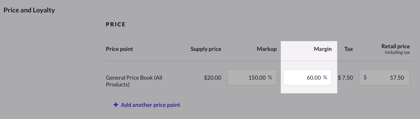 Gedeelte Prijs en Loyalty waarin Marge is uitgelicht.