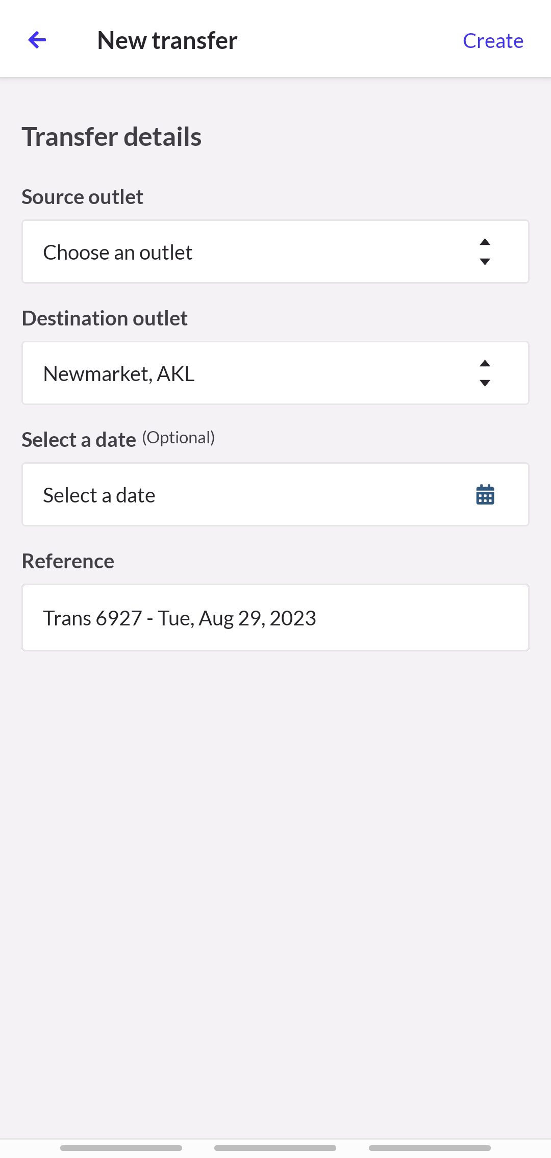 Entering the transfer information
