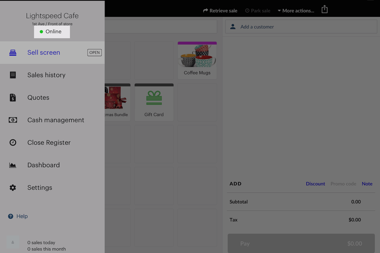 Retail (X) app, with Online status emphasized.
