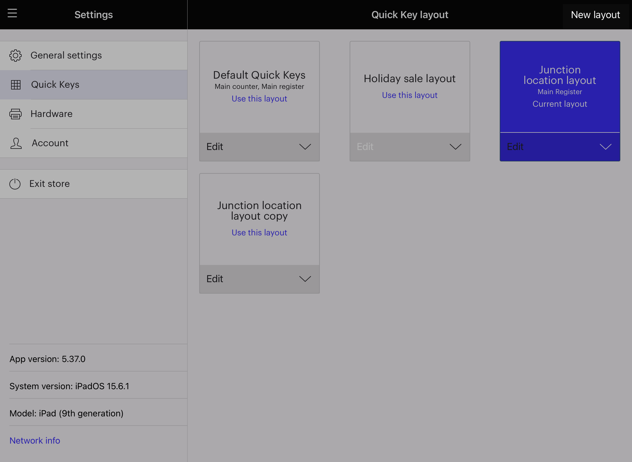 iPad setting screen with add new layout highlighted.