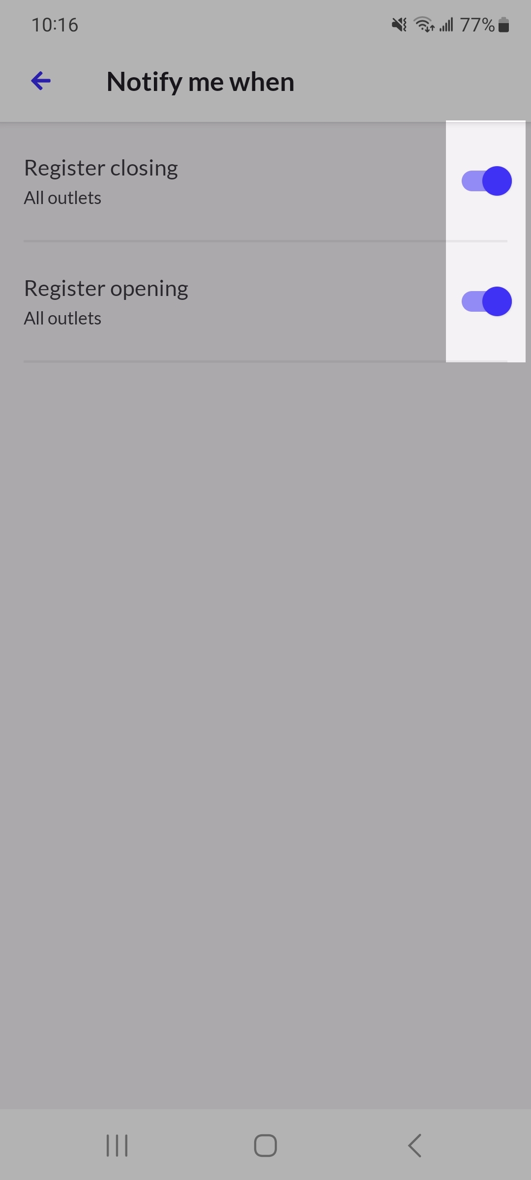 Notify when register open and register close tickboxes highlighted.