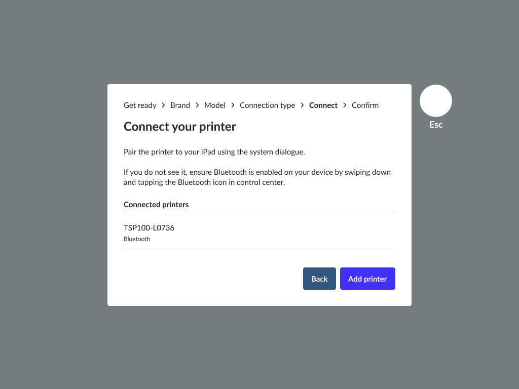 Bluetooth - connecter l’imprimante