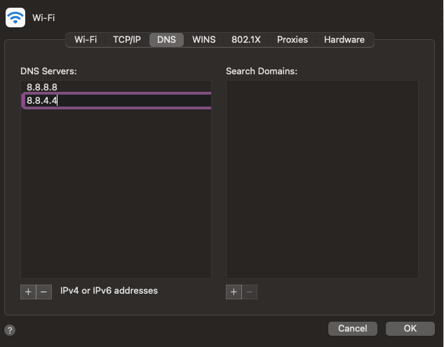 DNS settings