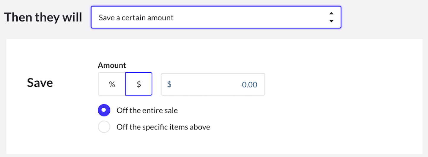 Reward section with Save a certain amount selected.