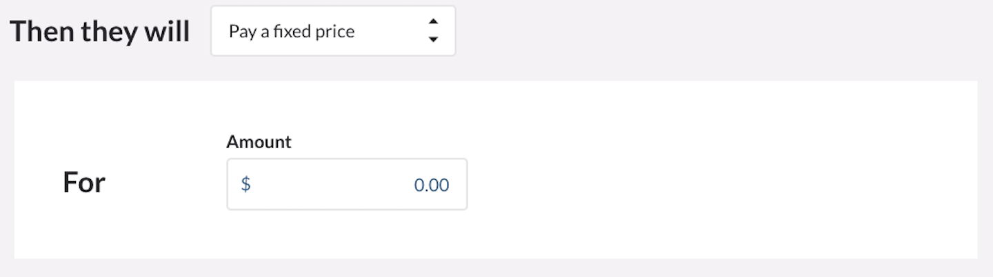 Reward section with Pay a fixed price selected.