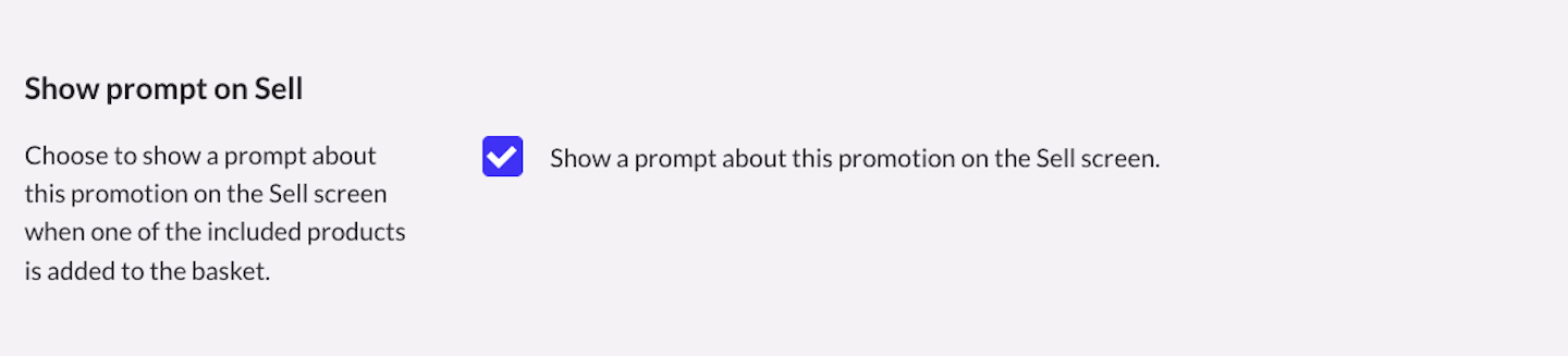 Show prompt on Sell option.