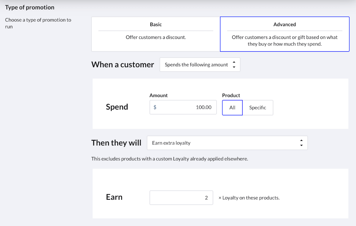 Conditions
      for the first tier of the spend promotion.