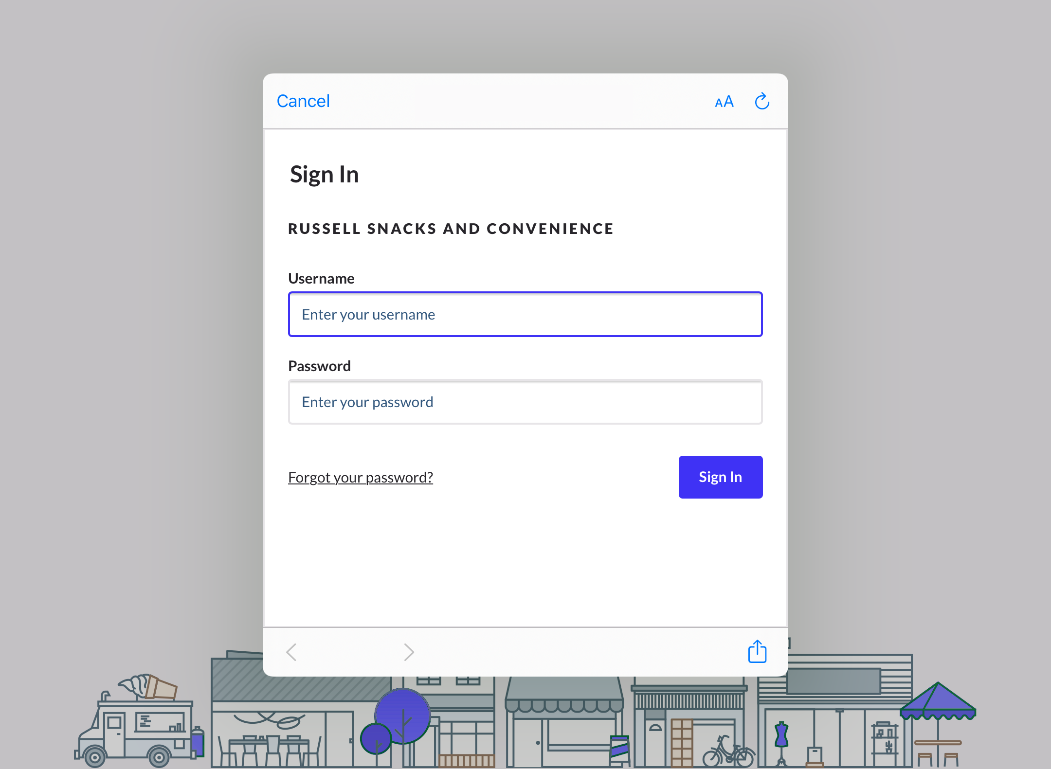 iPad sign in username and password