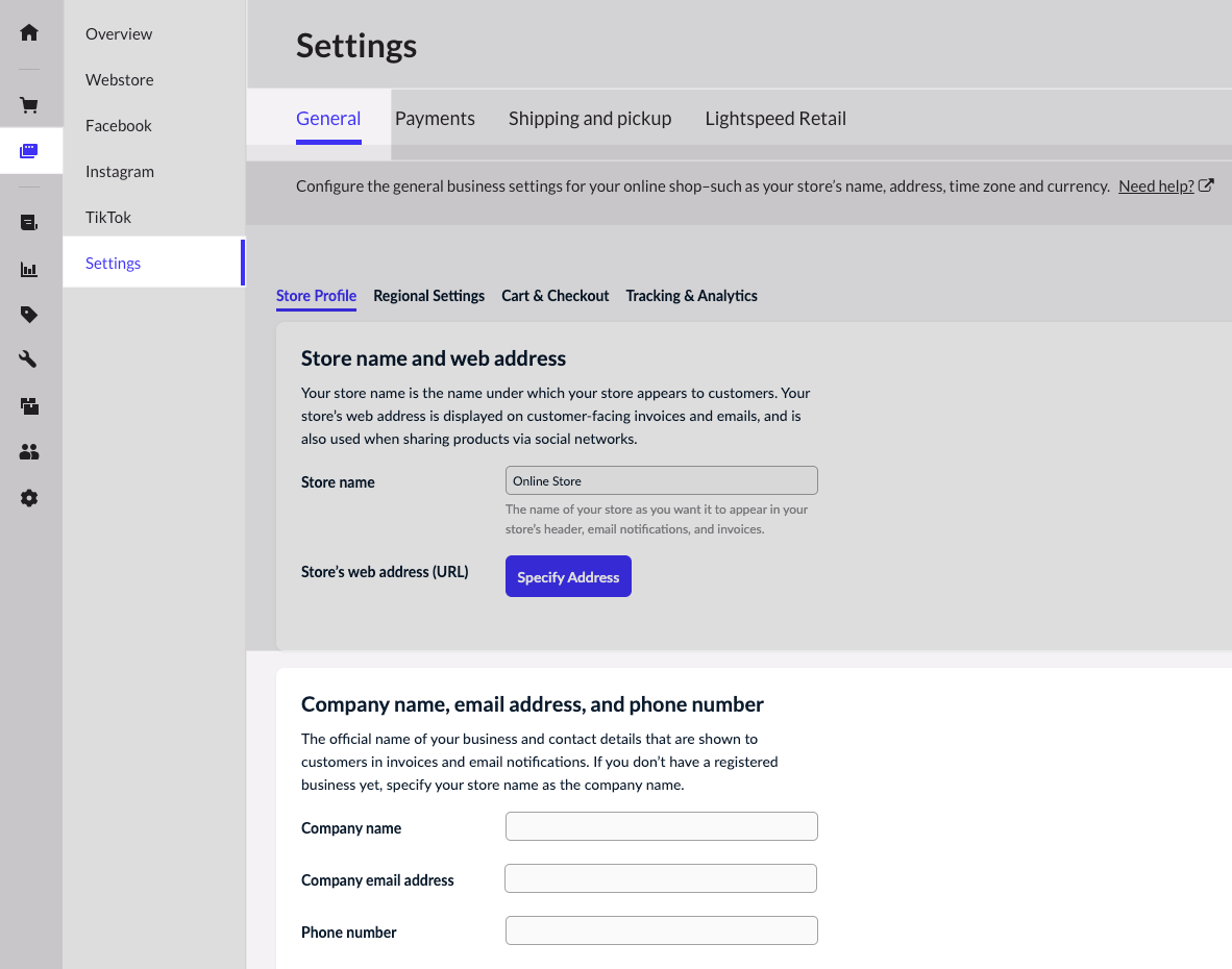 Online tab, with Settings and General emphasized.