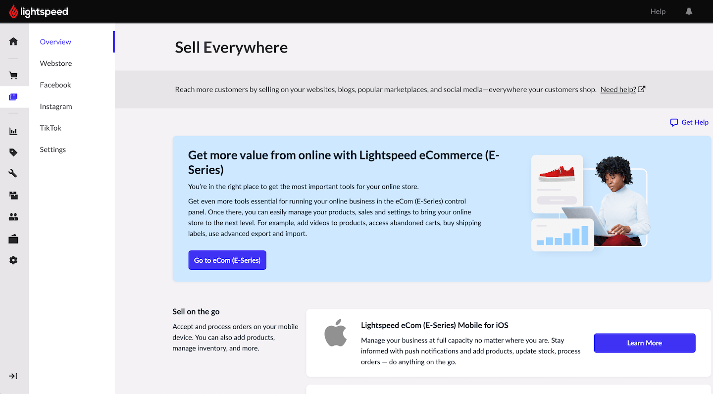 Online tab with Overview selected, showing Go to eCom button.