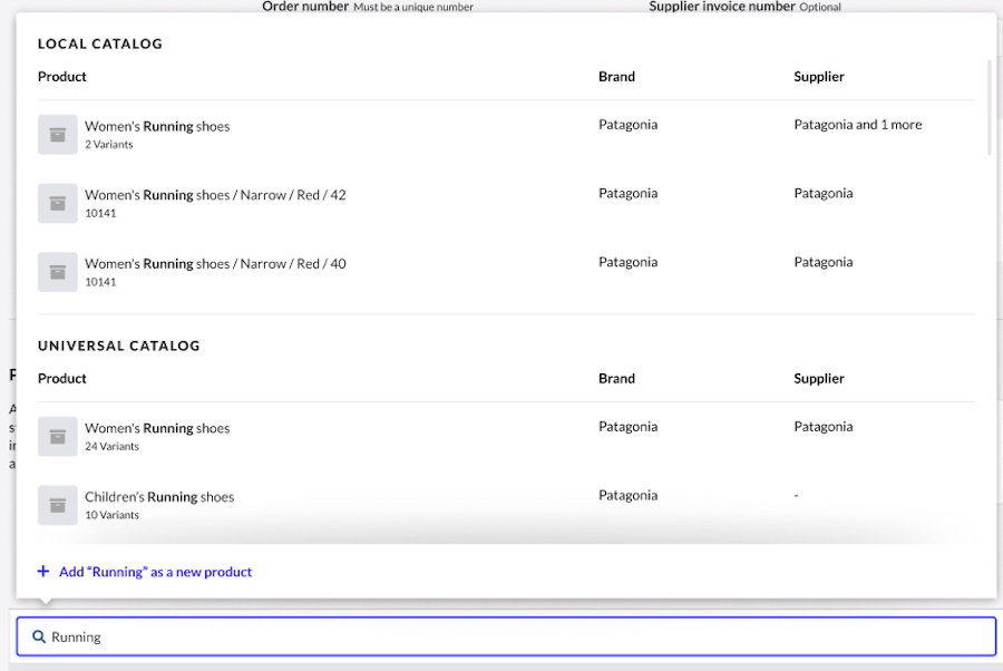 Search
    for products showing local catalog and NuORDER Catalog.