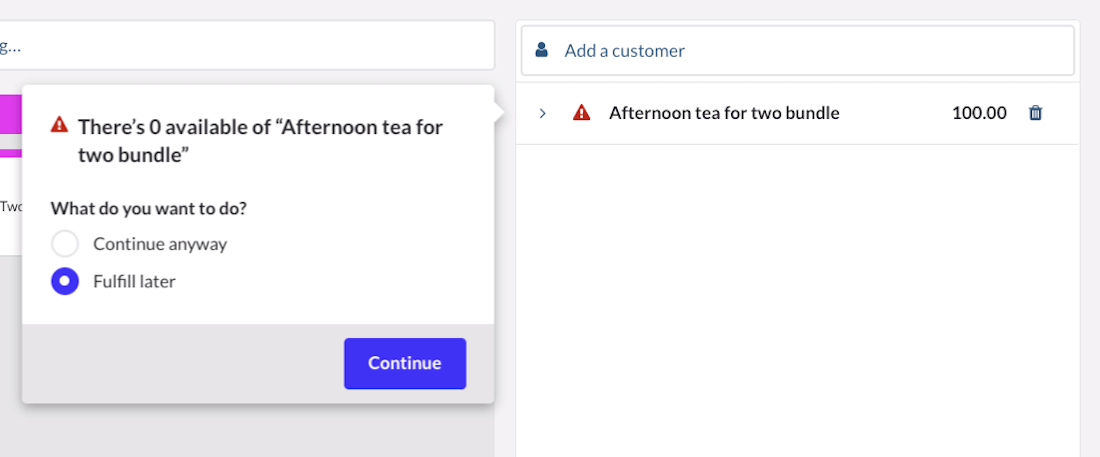 Écran de caisse avec le symbole de rupture de stock
