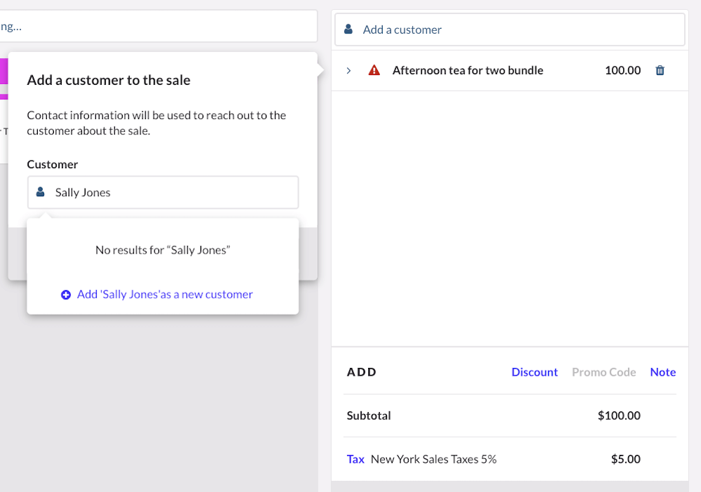 Ajout d’un nouveau client dans le cadre d’une vente incomplète.