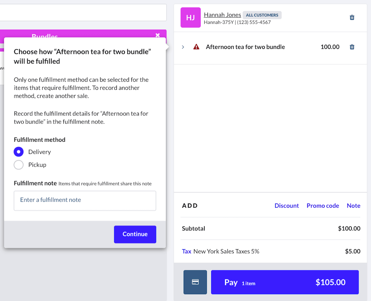 Sélection du mode de remise dans le cadre d’une vente incomplète.