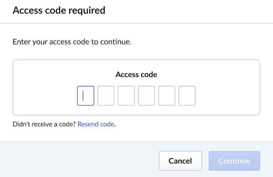 Champ vide réservé à la saisie du code d’accès.