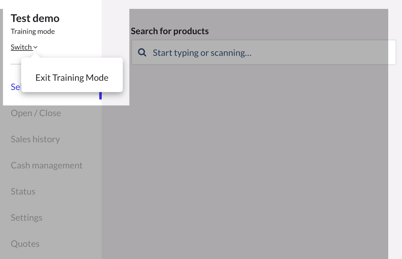 Le menu Changer comporte l’option Exit Training Mode (désactiver le mode formation).
