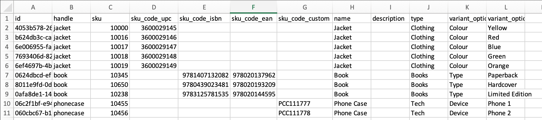 Fichier CSV ou XLSX importé