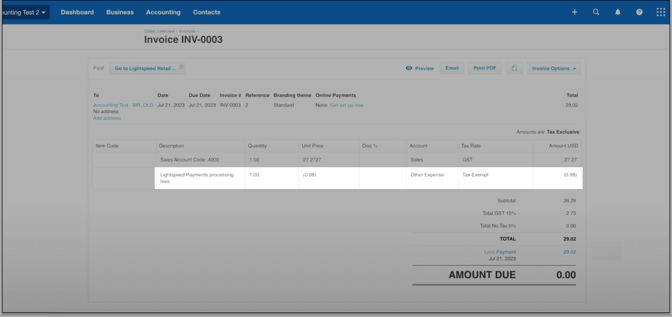 Lightspeed payment processing fee xero invoice.png