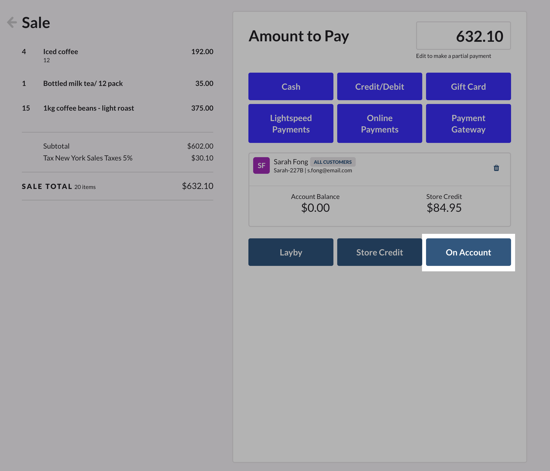 Page de paiement avec le bouton de paiement différé en surbrillance.