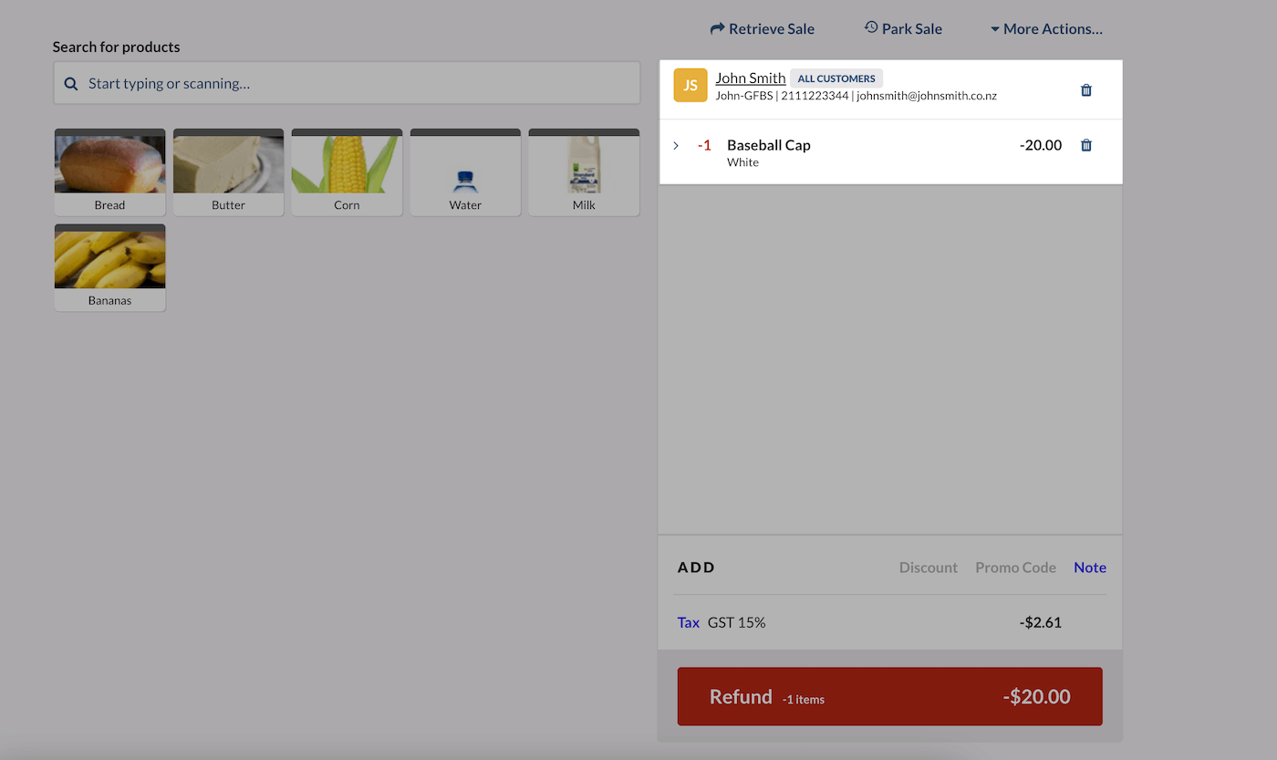 Sell screen showing item with negative quantity and value.