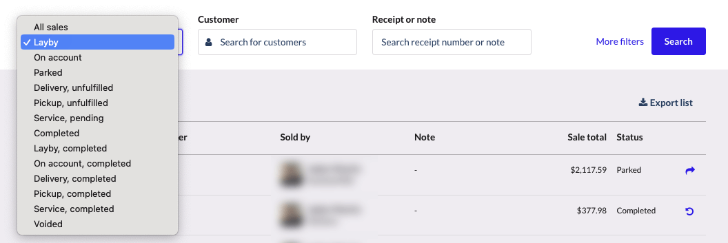 Menu déroulant État