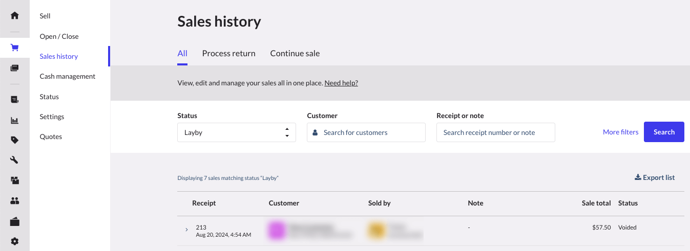 Historique des ventes