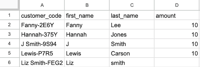Imports team CSV
