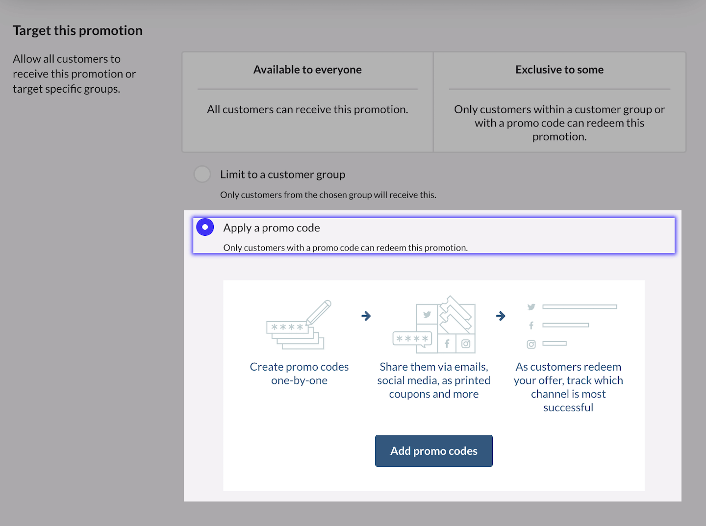 Écran d’application de codes promotionnels