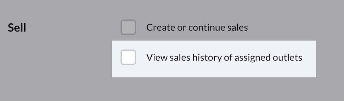 Section Ventes, l’option Afficher l’historique des ventes des établissements auxquels il est affecté est décochée.
