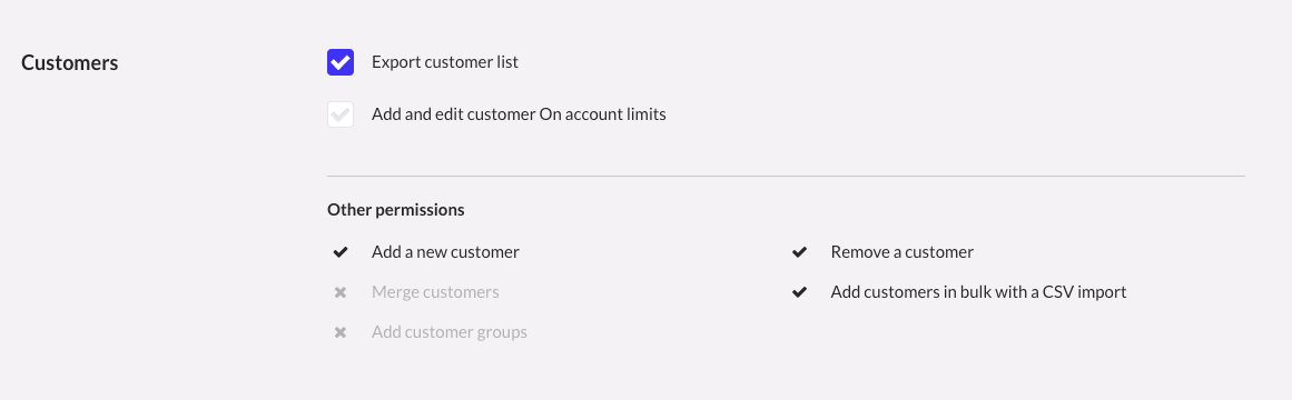 Section Clients, l’option Exporter la liste des clients est activée.