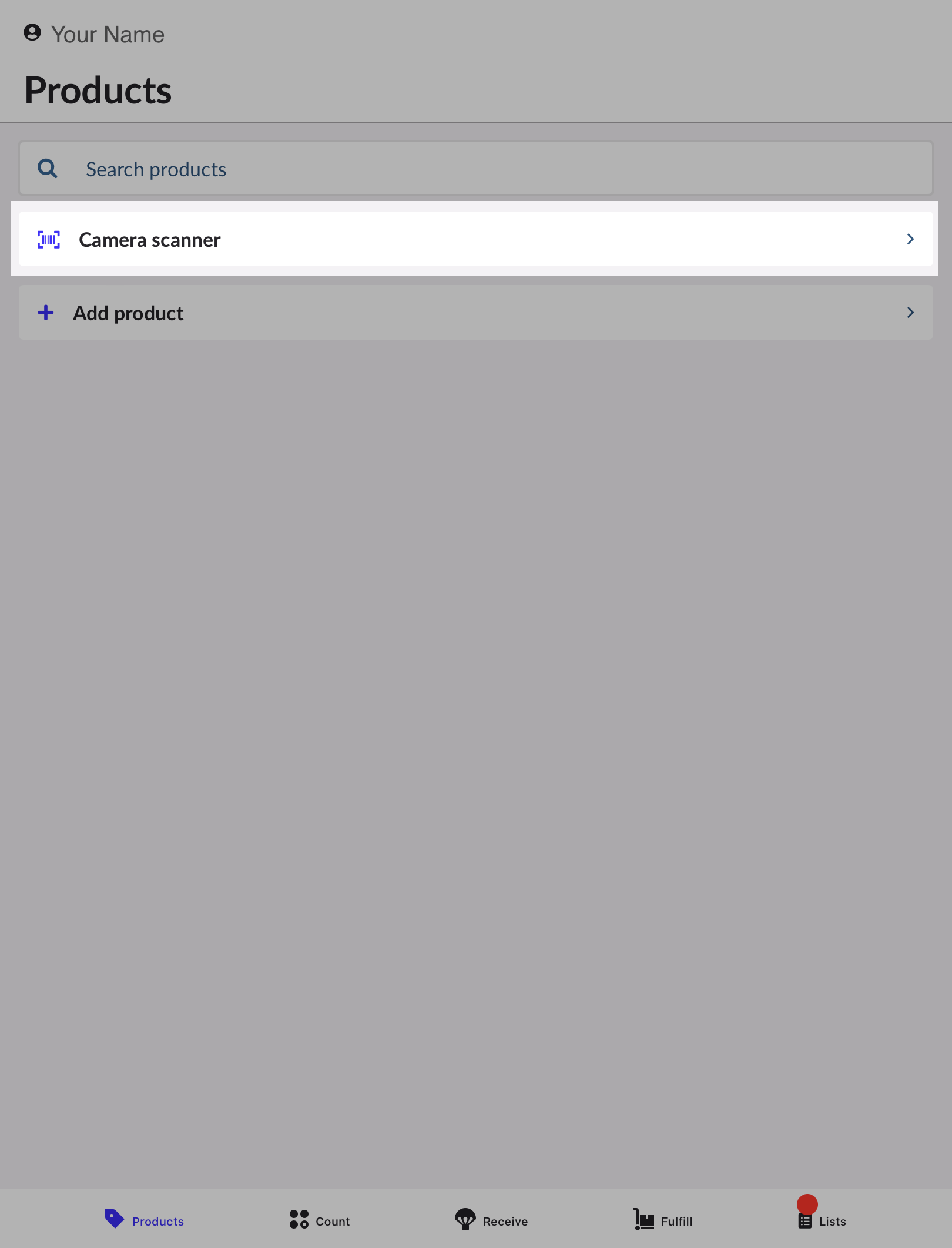 Page Produits avec l’option Ouvrir le lecteur mise en surbrillance.