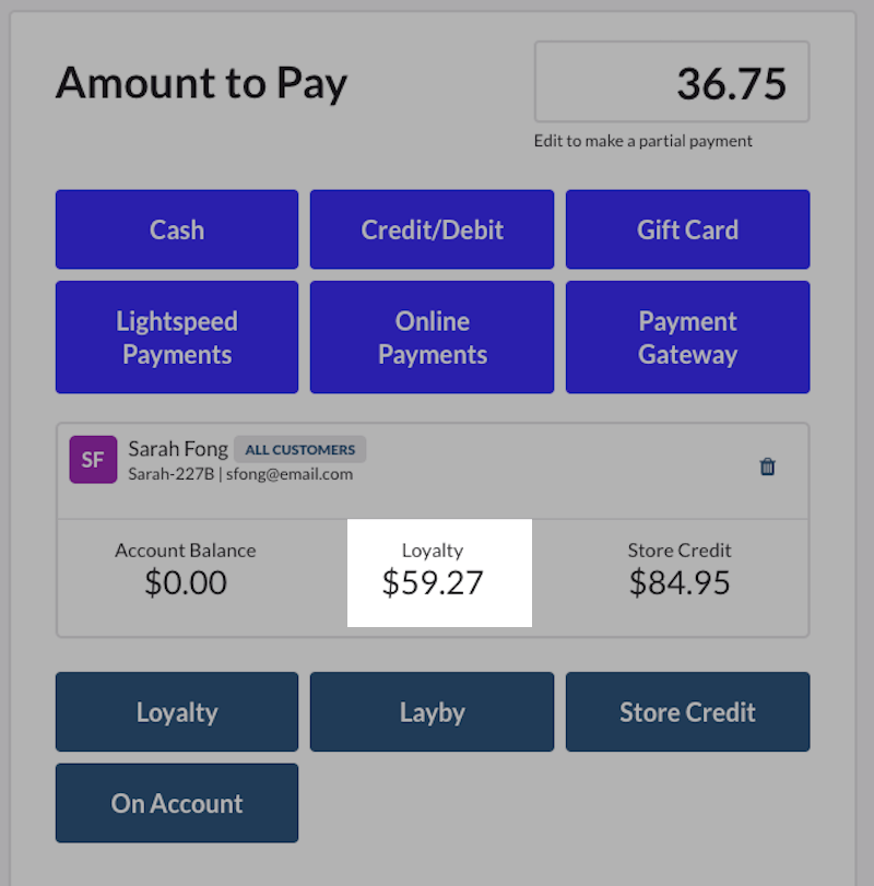 Solde fidélité du client
