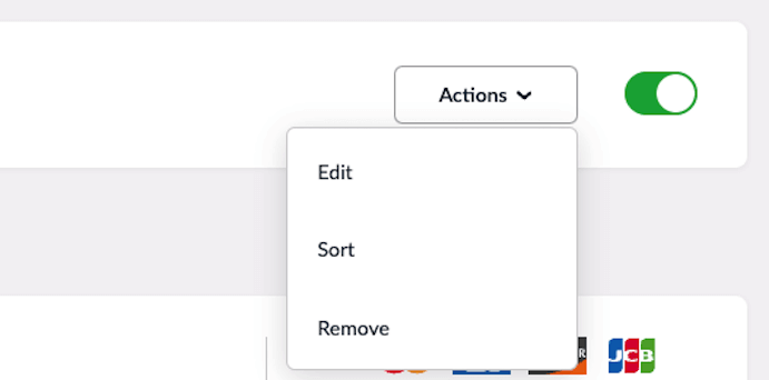 Menu déroulant Actions avec les options Éditer, Trier et Supprimer.
