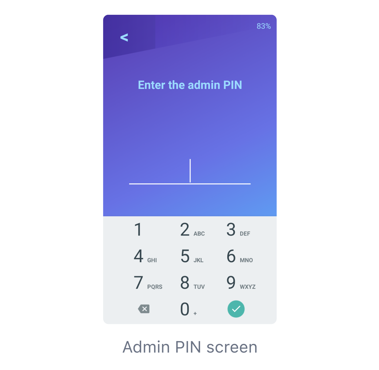 Smart Terminal (WisePOS E) admin pin screen.