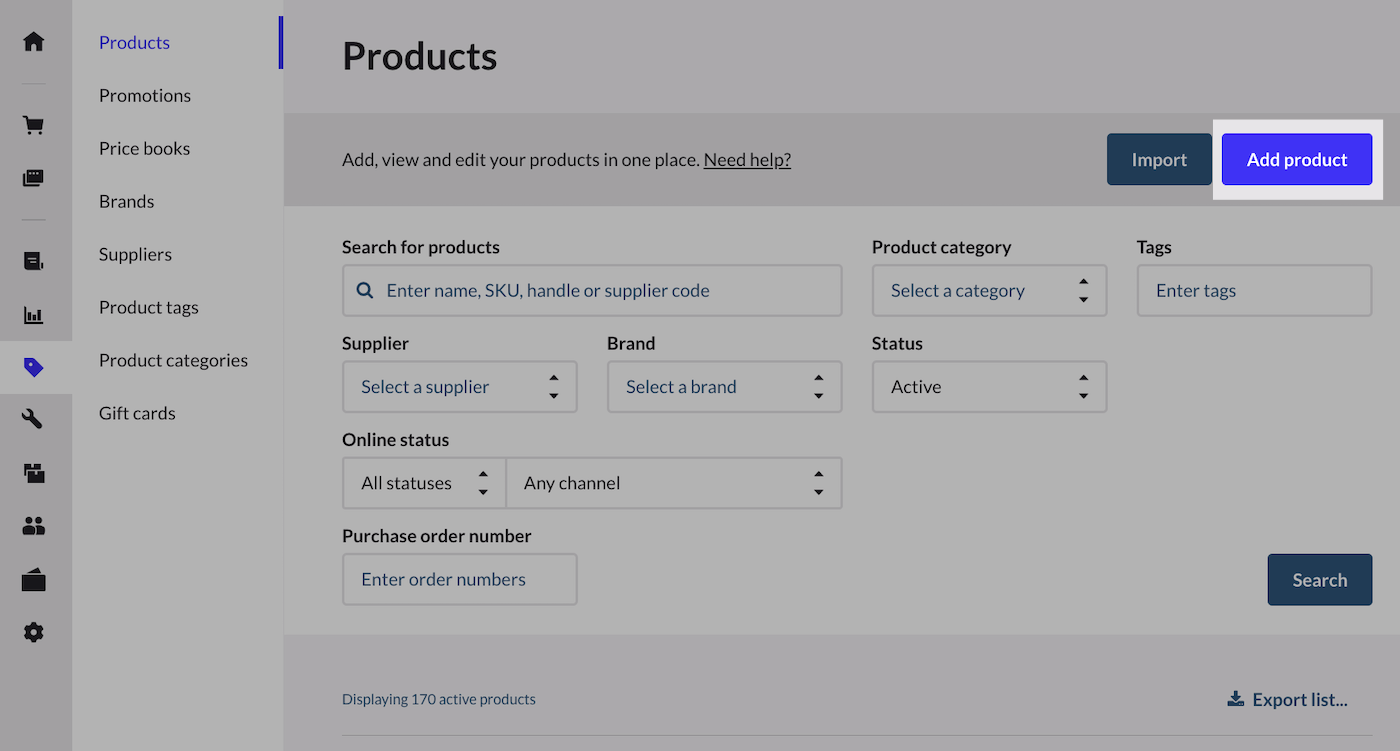 Bouton Ajouter un produit sur la page Produits.