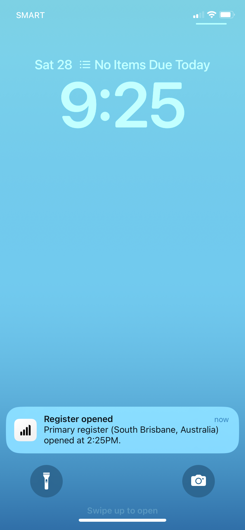 Notification d’ouverture de caisse sur iOS.