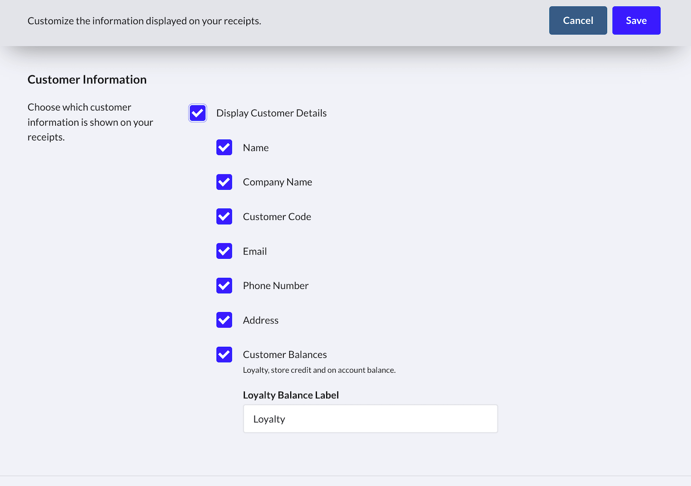 Section des renseignements sur le client