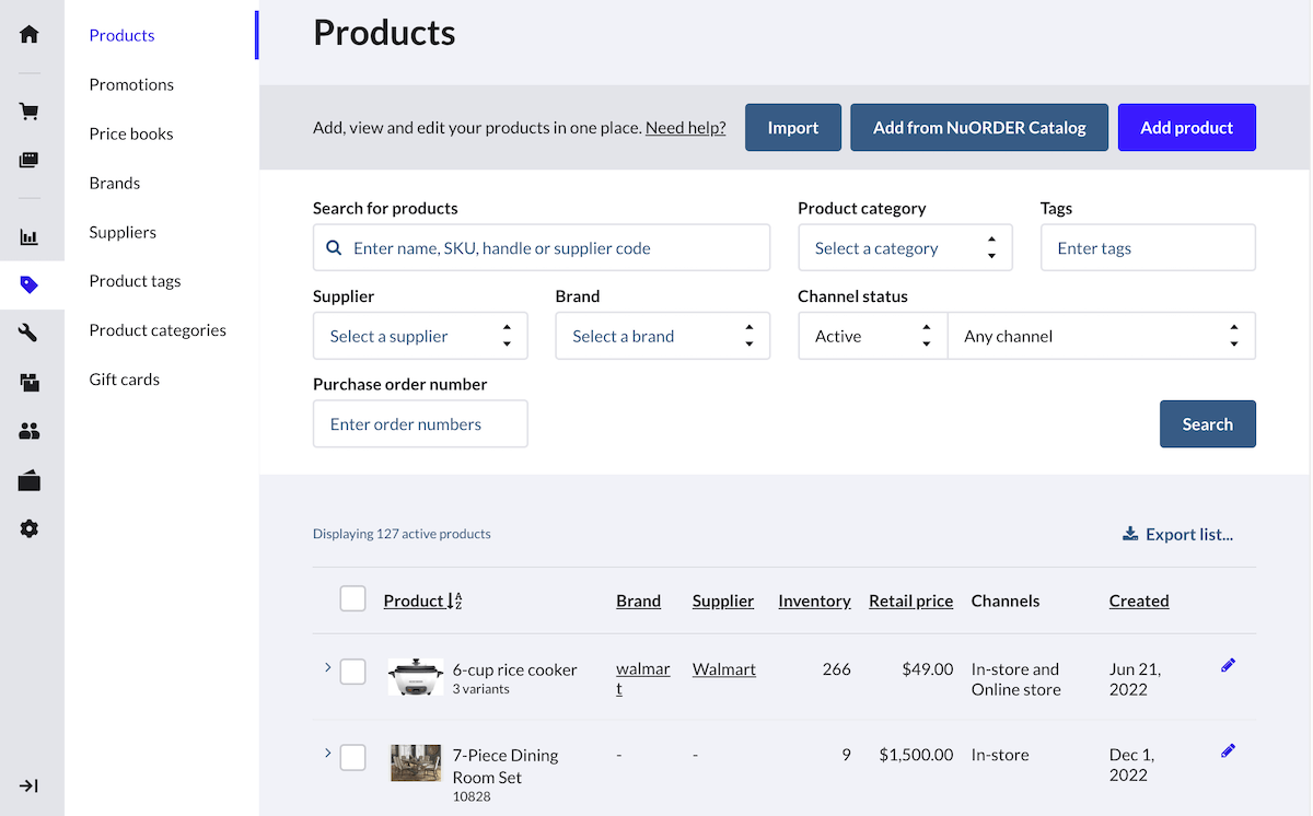 Products page.