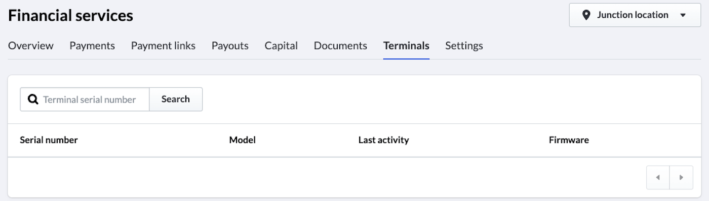 The Terminals tab.