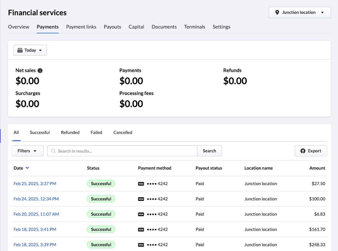 The Payments tab.